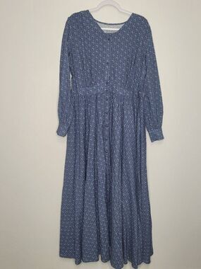 Super Cute Dresses blue tones long sleeve modest maxi tradewife church dress 1x